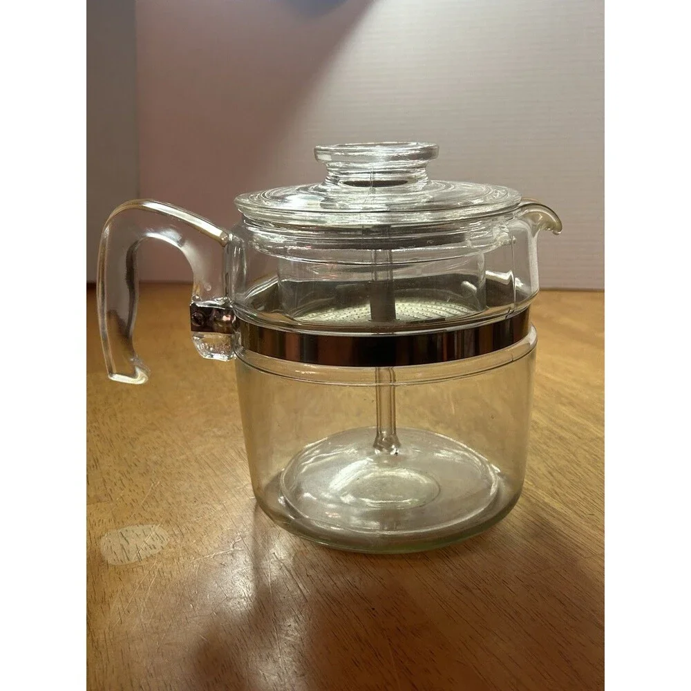 PYREX Flameware Glass Percolator Coffee Pot 6 Cup 7756 B Complete w/ Stem READ